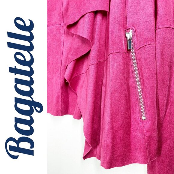 NWT BAGATELLE CRANBERRY RED MICRO SUEDE WATERFALL MOTO STYLE JACKET, SIZE MEDIUM - Picture 7 of 8